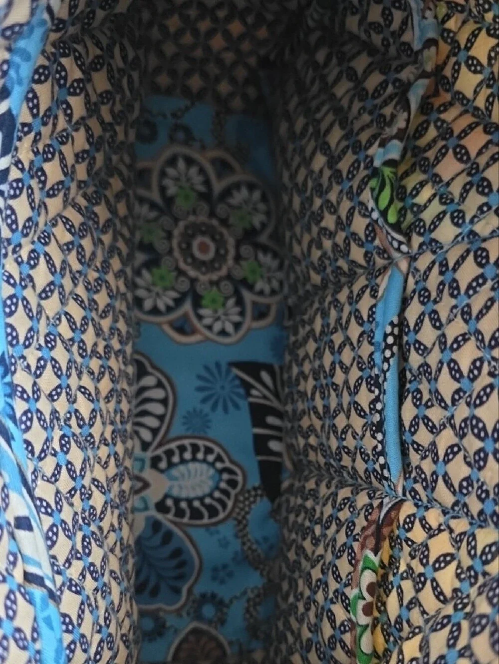 Vera Bradley Bali Blue On The Go Shoulder Bag Quilted Floral Vintage 2009